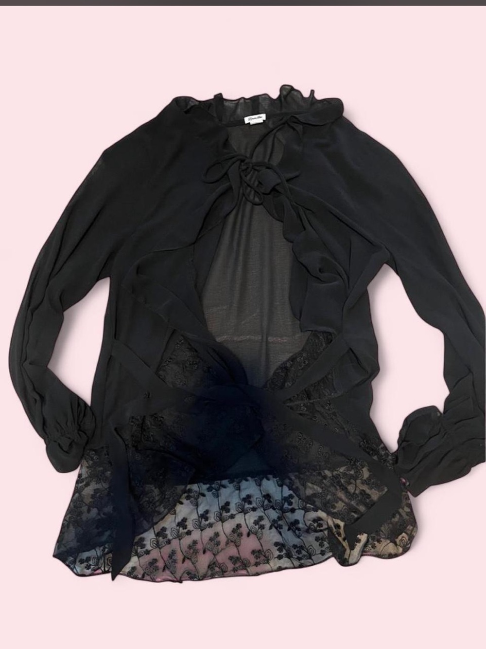 Kimchi Blue Black Sheer Lace Ruffle Kimono Size L